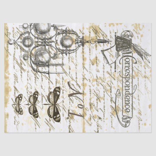 Skript-Digital-Collage Decoupage Seidenpapier (Vorderseite)