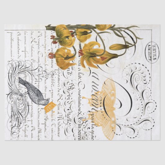 Skript-Digital-Collage Decoupage Seidenpapier (Vorderseite)