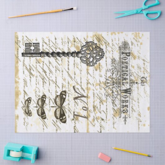 Skript-Digital-Collage Decoupage Seidenpapier (Basteln)