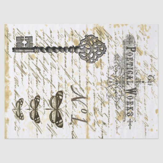 Skript-Digital-Collage Decoupage Seidenpapier (Vorderseite)