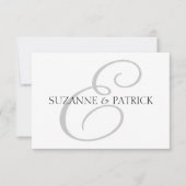 Skript E Monogramm Notecard (Silber / Schwarz) Mitteilungskarte (Vorderseite)