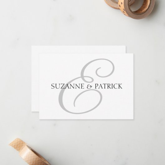 Skript E Monogramm Notecard (Silber / Schwarz) Mitteilungskarte (Vorderseite/Rückseite Beispiel)