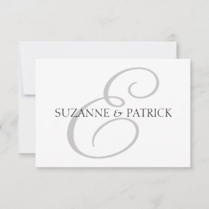Skript E Monogramm Notecard (Silber / Schwarz) Mitteilungskarte
