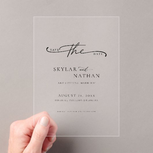 Skript Einfache Hochzeit Save the Date löschen Acryleinladungen (Insitu (Handheld))