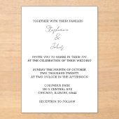 Skript Einfache Schwarz-weiße Elegant Minimale Hoc Acryleinladungen (Vorderseite)