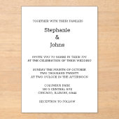 Skript Einfache Schwarz-weiße Minimale Hochzeit Acryleinladungen (Vorderseite)