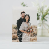 Skript Einfaches Foto Hochzeit Vielen Dank Karte W (Stehend Vorderseite)