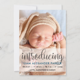 Skript Einführung Dunkelblauer Baby Boy Foto Ankündigung