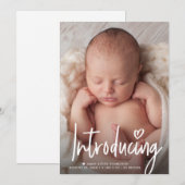 Skript Einführung Heart Baby Foto Leere zurück Dankeskarte (Vorne/Hinten)