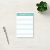 Skript Elegant Aqua Lined Personalisiert Post-it Klebezettel (Büro)