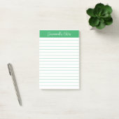Skript Elegant Grün Liniiert Personalisiert Post-it Klebezettel (Büro)