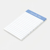 Skript Elegant Hellblau Liniert Personalisiert Post-it Klebezettel (angewinkelt)