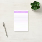 Skript Elegant Helllila Lined Personalisiert Post-it Klebezettel (Büro)