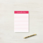 Skript Elegant Kirschrot Lined Personalized Post-it Klebezettel (Auf Schreibtisch)