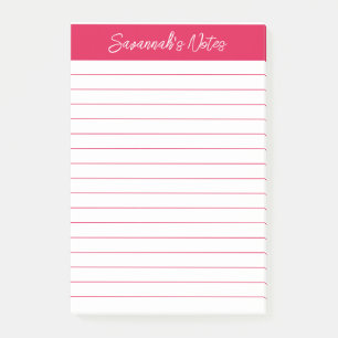 Skript Elegant Kirschrot Lined Personalized Post-it Klebezettel