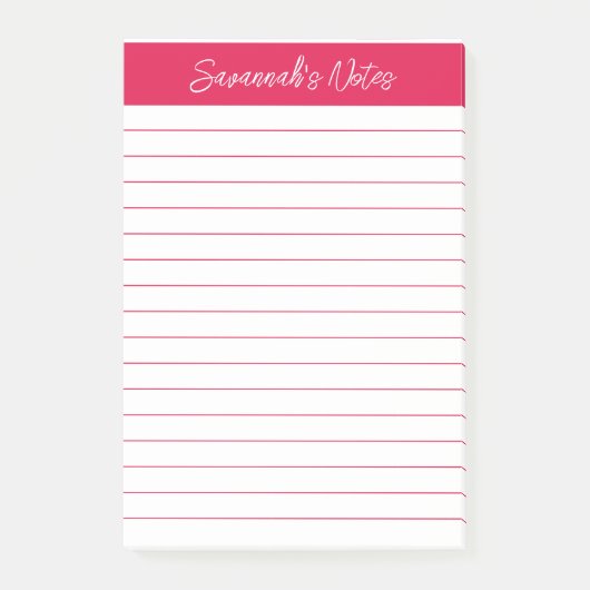 Skript Elegant Kirschrot Lined Personalized Post-it Klebezettel (Vorderseite)