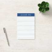 Skript Elegant Navy Blau liniert Personalisiert Post-it Klebezettel (Büro)