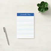 Skript Elegant Navy Blau liniert Personalisiert Post-it Klebezettel (Büro)