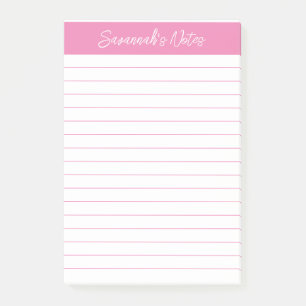 Skript Elegant Rosa Liniert Personalisiert Post-it Klebezettel