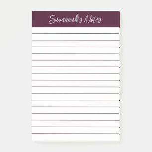Skript Elegant Rot Braun Liniiert Personalisiert Post-it Klebezettel