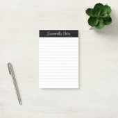 Skript Elegant Schwarz Grau Liniert Personalisiert Post-it Klebezettel (Büro)