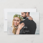 Skript Elegantes Foto Hochzeit Danke Karte (Vorderseite)