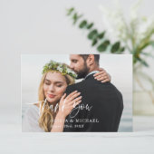 Skript Elegantes Foto Hochzeit Danke Karte (Stehend Vorderseite)