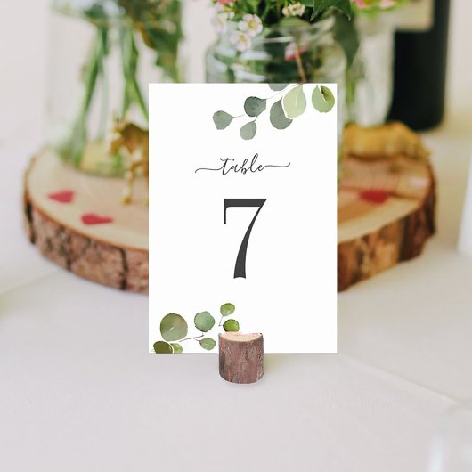 Skript Eukalyptus Sitzdiagramm (Rückseite) Hochzei Tischnummer