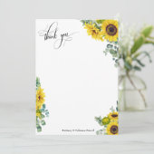 Skript Eukalyptus & Sonnenblumen Dankeskarte (Stehend Vorderseite)