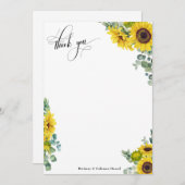 Skript Eukalyptus & Sonnenblumen Dankeskarte (Vorne/Hinten)