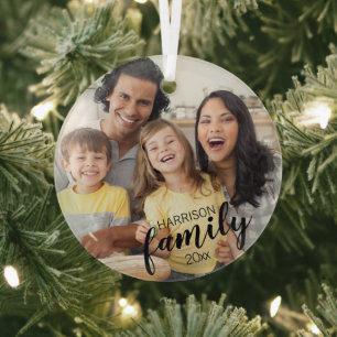 Skript FAMILIE Foto Personalisiertes Erinnerungsst Ornament Aus Glas