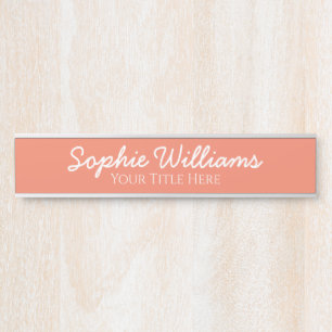 Skript Fett Weiße Schriftart Name Titel Lachs Pink Türschild