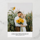 Skript-Foto für Gold-Signaturen Save the Date Folieneinladung (Rückseite)