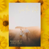 Skript-Foto für Gold-Signaturen Save the Date Folieneinladung