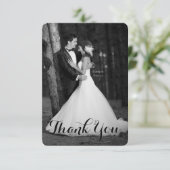 Skript-Foto-Hochzeit danken Ihnen Dankeskarte (Stehend Vorderseite)