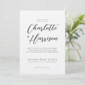 Skript-Foto Hochzeit Embossed Linen Texture Einladung (Stehend Vorderseite)
