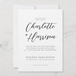 Skript-Foto Hochzeit Embossed Linen Texture Einladung