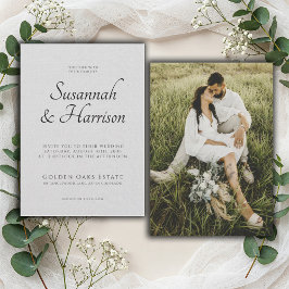 Skript-Foto Hochzeit Embossed Linen Texture Einladung