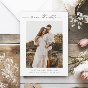 Skript-Foto-Minimal-Hochzeits-Save-the-Date-Magnet Magnetkarte