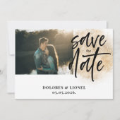 Skript-Foto Minimalistisch Save the Date Einladung (Vorderseite)