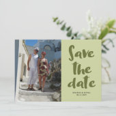 Skript-Foto Minimalistisch Save the Date Einladung (Stehend Vorderseite)