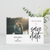 Skript-Foto Minimalistisch Save the Date Einladung (Stehend Vorderseite)