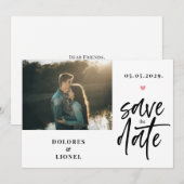 Skript-Foto Minimalistisch Save the Date Einladung (Vorne/Hinten)