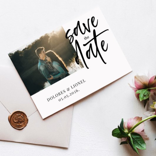 Skript-Foto Minimalistisch Save the Date Einladung