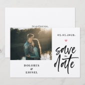 Skript-Foto Minimalistisch Save the Date Einladung (Vorne/Hinten)