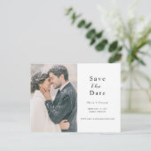 Skript-Foto Save the Date Ankündigungspostkarte (Stehend Vorderseite)