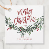 Skript frohe Weihnachten Aquarell Geschenkanhänger (Vorderseite)