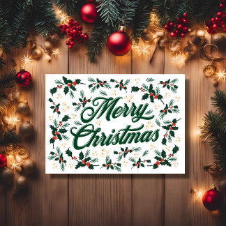 Skript Frohe Weihnachten Holly Red und Green