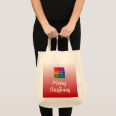 Skript Frohe Weihnachten mit Ihrem Foto oder Logo Tragetasche (Vorderseite (Produkt))