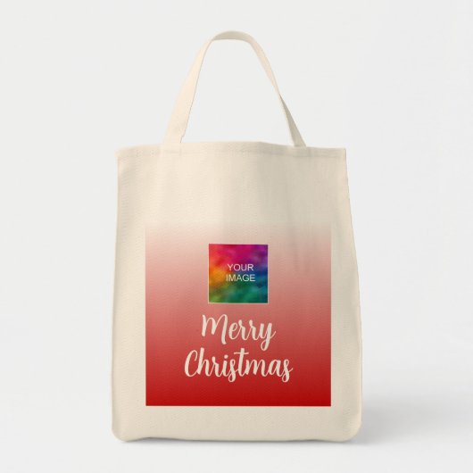 Skript Frohe Weihnachten mit Ihrem Foto oder Logo Tragetasche (Vorne)